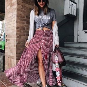 Tiare Hawaii Maxi Dakota Skirt with buttons and tassels